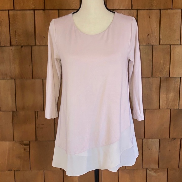 Vince Camuto blush pink asymmetrical tunic blouse - Picture 1 of 8